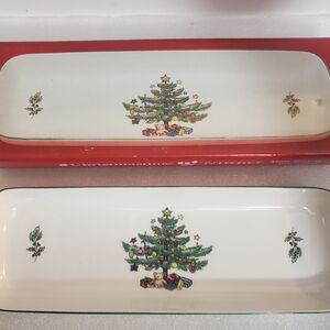 NIKKO Christmastime 9" Mint Tray Candy Trinket Dish Christmas Tree Made in Japan
